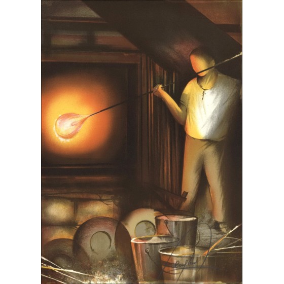 Kaufen Sie Glasgebläse Raymond Huhn Original Lithographie 1984
