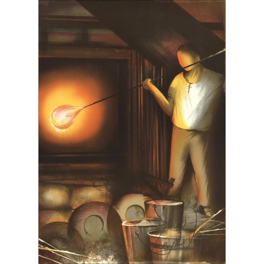 Acheter Le Souffleur de Verre Raymond POULET Lithographie Originale 1984