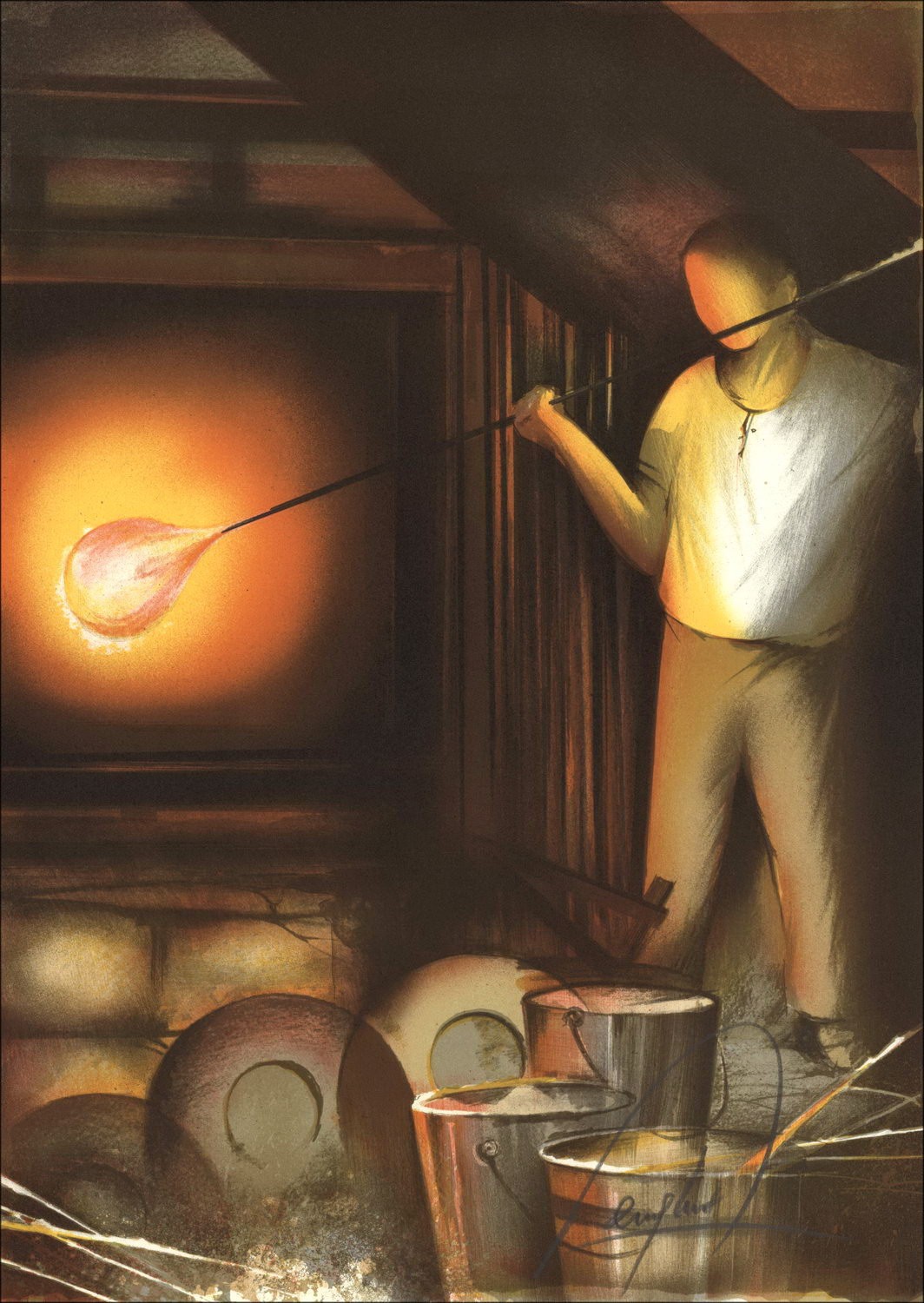 Buy The Glass Blower by Raymond POULET Original Lithograph 1984