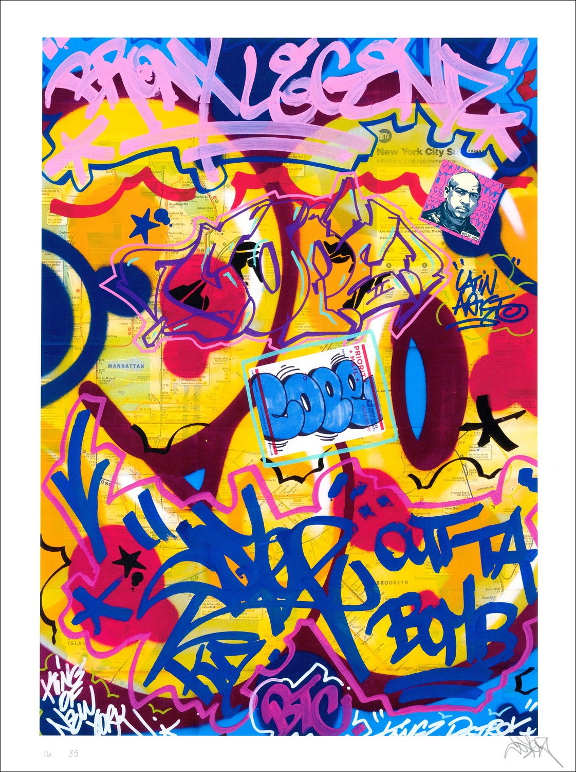 ➤ COPE2 Bronx Legend NYC Metropolitana Mappa VII Stampa 2023