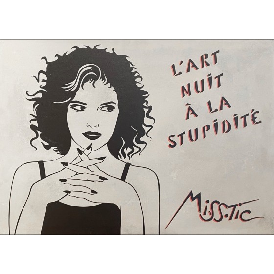 Miss Tic - Stampa concreta "La notte d'arte a stupidità" 50x70x4cm - 2022
