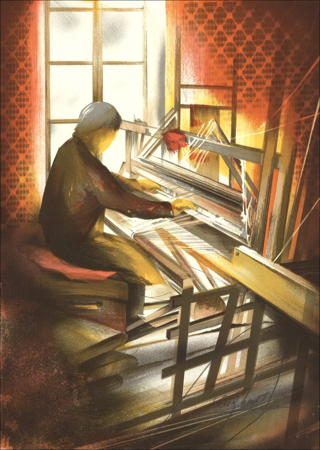 Buy Raymond POULET Original Lithograph The Weaver 1984