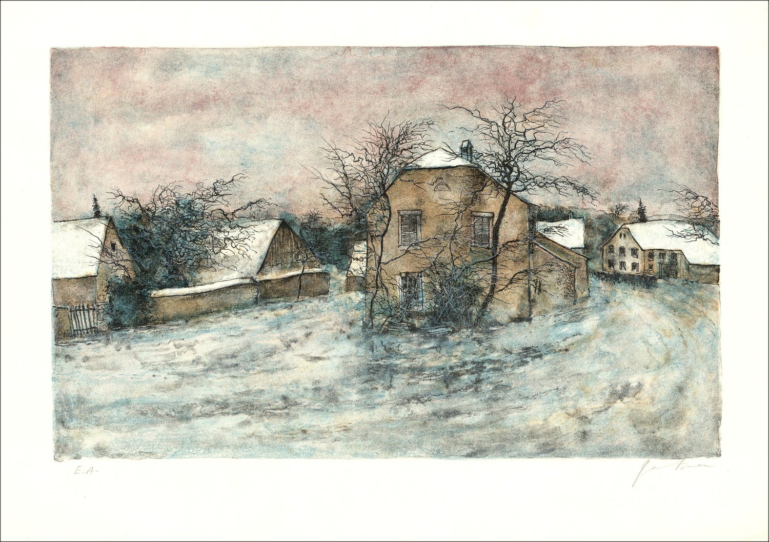 Comprar Bernard Gantner Le Hamlet en Invierno Litografía Original