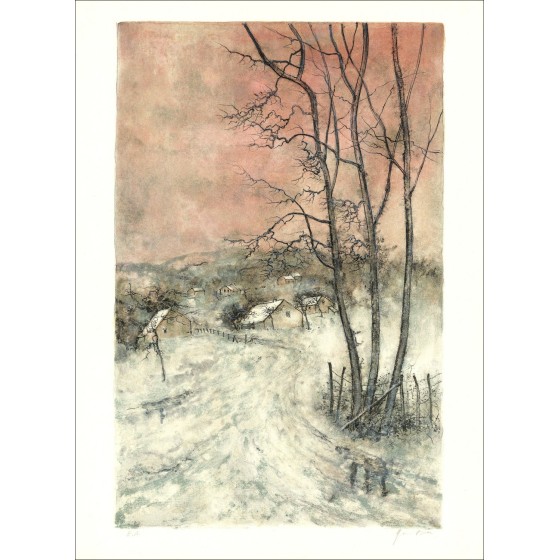 Comprar Bernard Gantner El litografía original de la aldea nevada