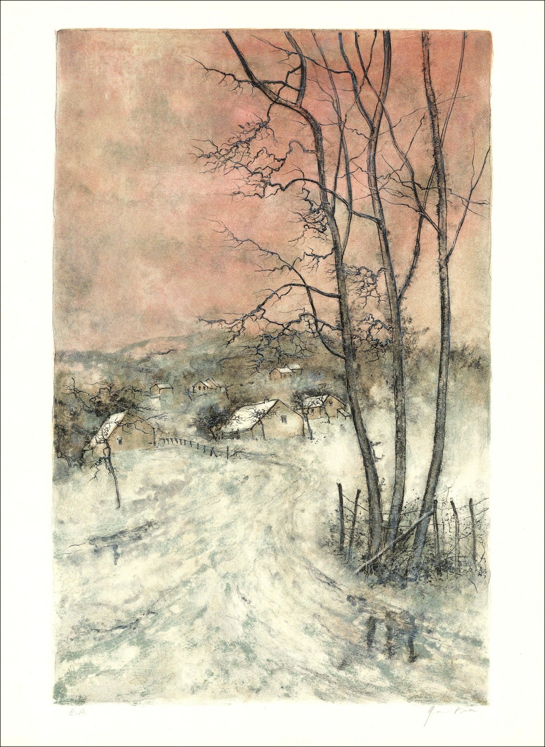 Koop Bernard Gantner The Snowy Village Original Litho