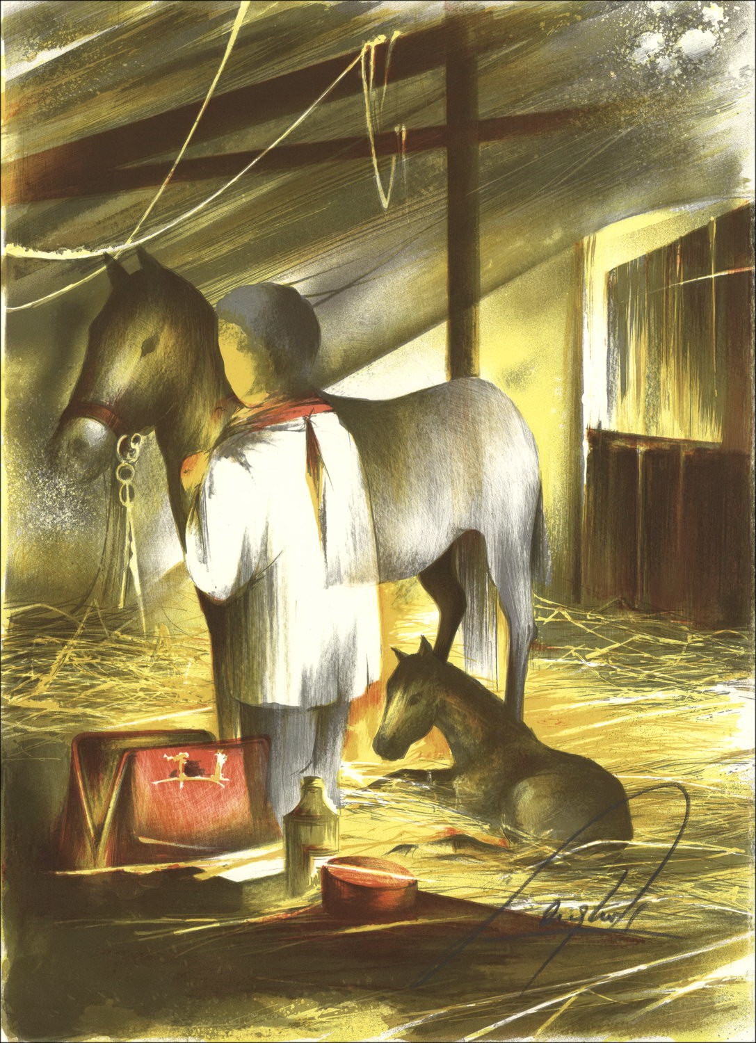 Acheter Raymond POULET Lithographie Originale Le Vétérinaire 1984