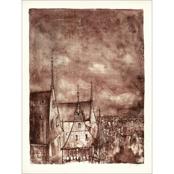 Koop de stad Bernard Gantner Original Litho