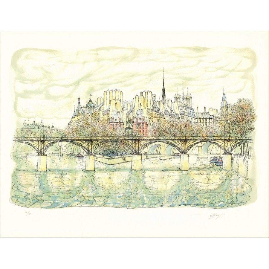 Rolf RAFFLEW Origin - Lith Origin Original "Parijs, het eiland van de stad en de nieuwe brug"