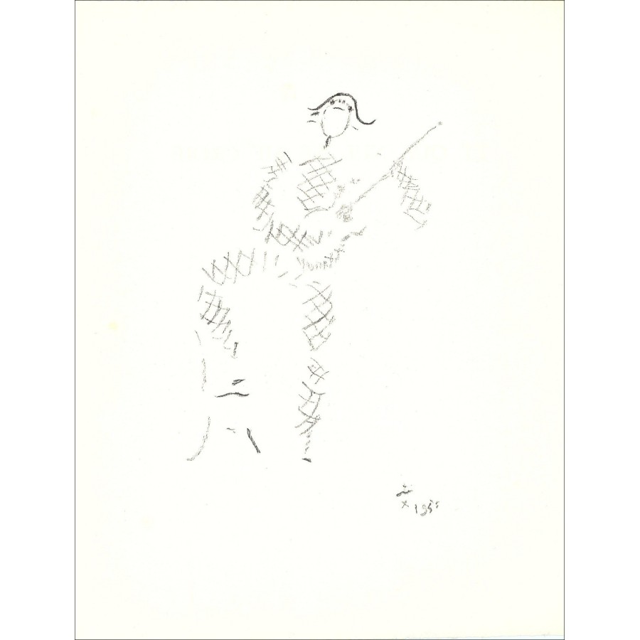 Jean COCTEAU - Original lithograph "Under the coat of fire II" 41x33cm - 1954