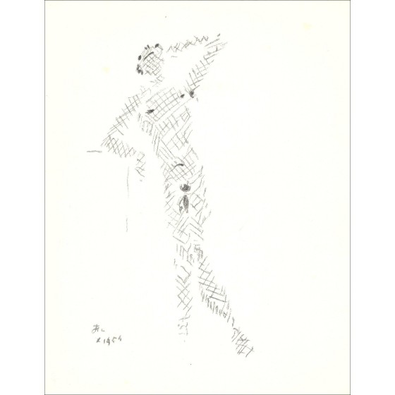 Jean Cocteau - Litografía original "Bajo el abrigo de fuego III" 41x33cm - 1954