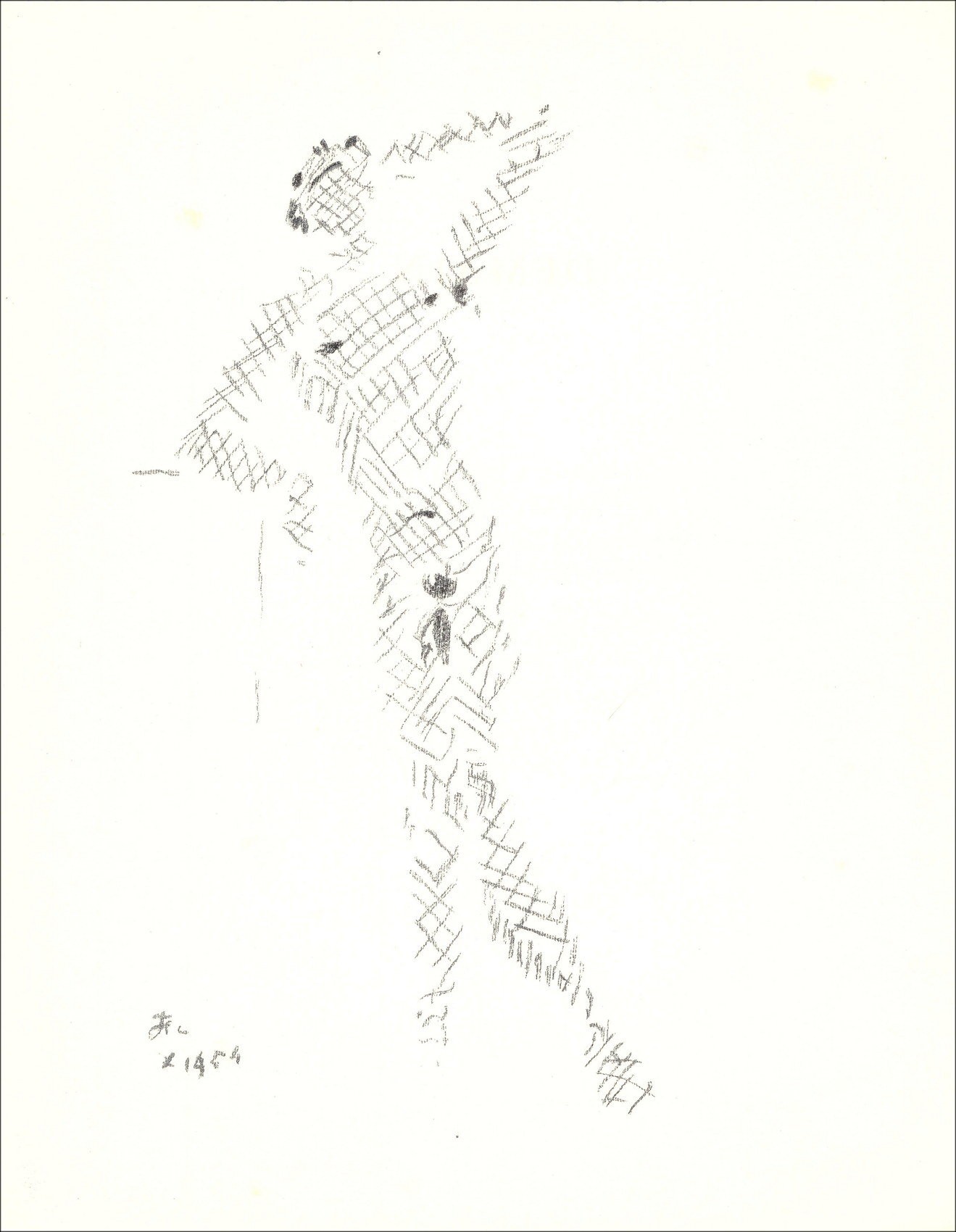 Jean COCTEAU - Original lithograph "Under the coat of fire III" 41x33cm - 1954