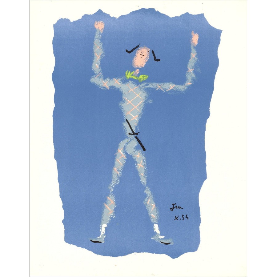 COCTEAU Jean - Original-Lithographie "unter dem Lichtmantel XII" 41x33cm - 1954
