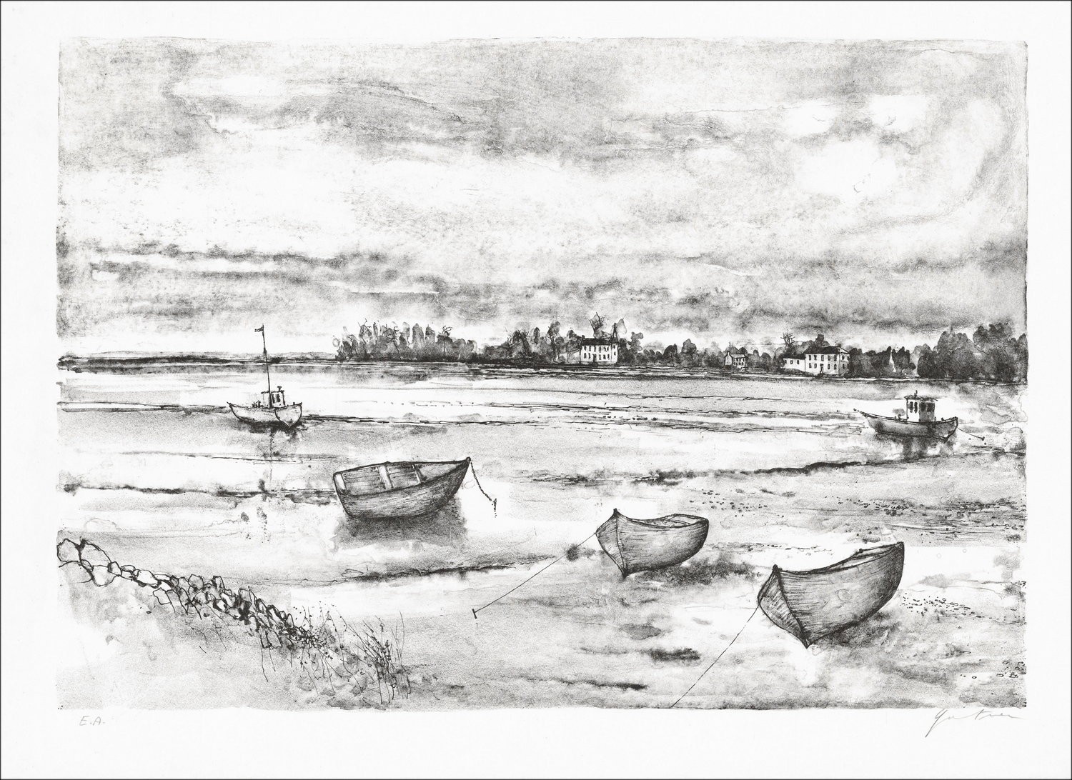 ➤ Basse marea di Bernard Gantner un litografia originale sulla carta Giappone