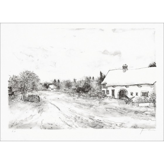 Die Scheune von Bernard Gantner eine Original-Lithographie