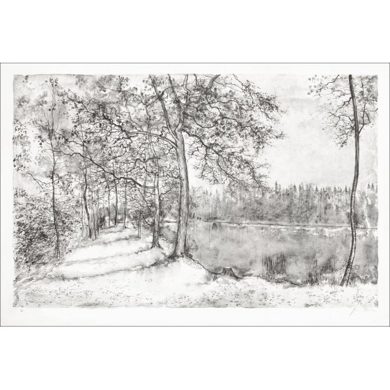 Bernard Gantner Mountain Lake Original Lithographie kaufen