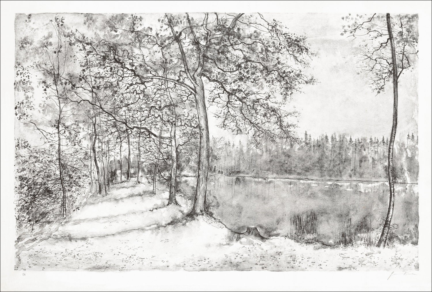 Koop Bernard Gantner Mountain Lake Original Litho