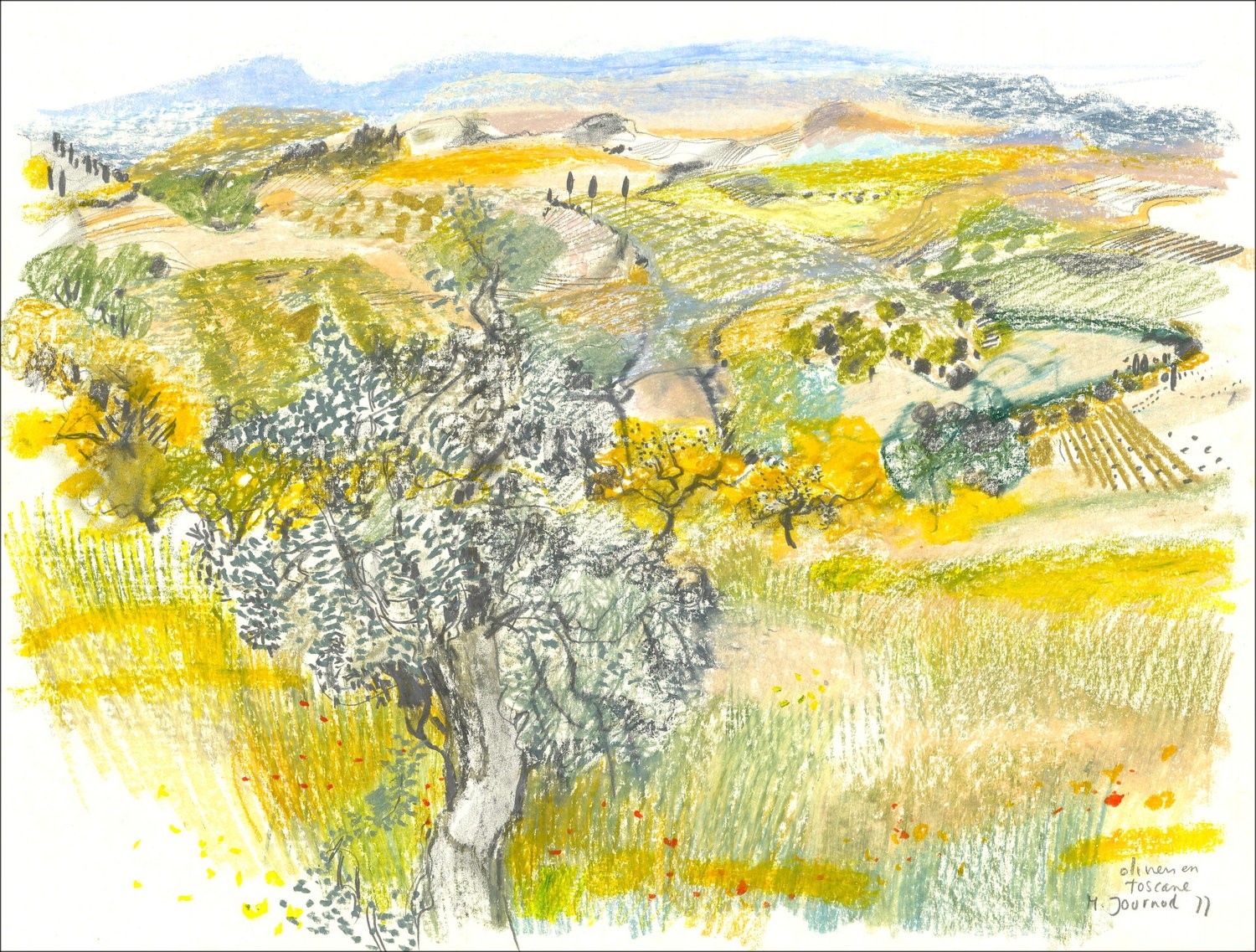 Comprar Oliviers en Toscana Dibujo por Monique Journod