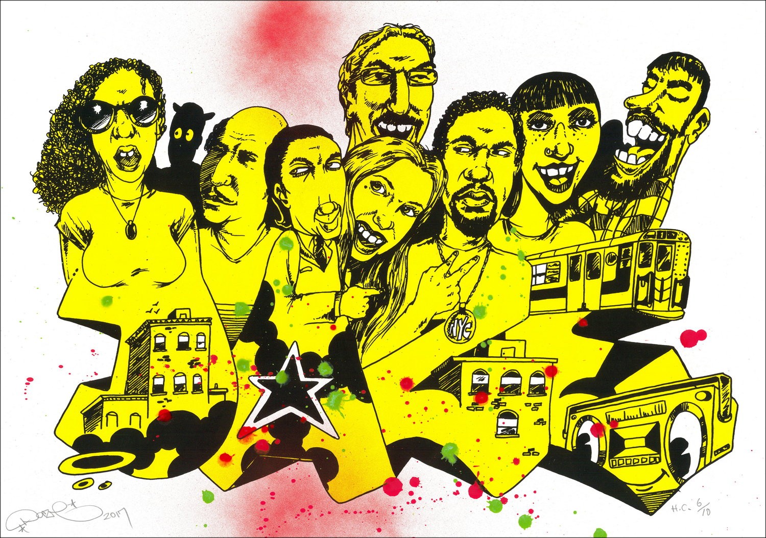 Original screen print Rush Hour enhanced by Chris Ellis aka DAZE 