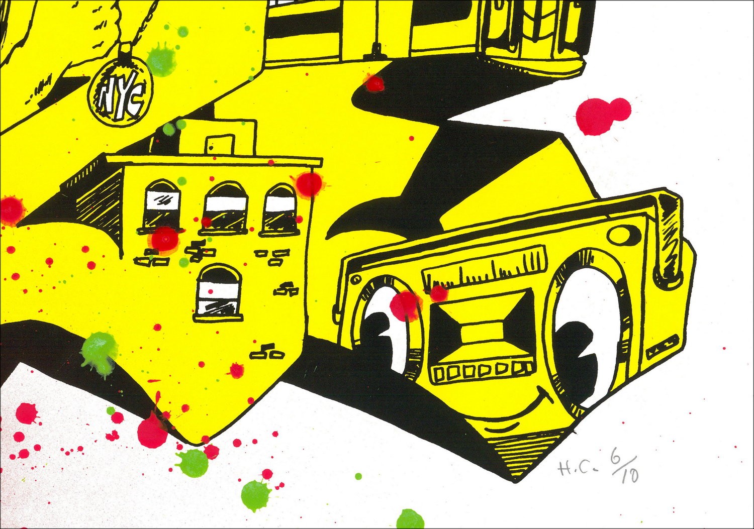 Original screen print Rush Hour enhanced by Chris Ellis aka DAZE 