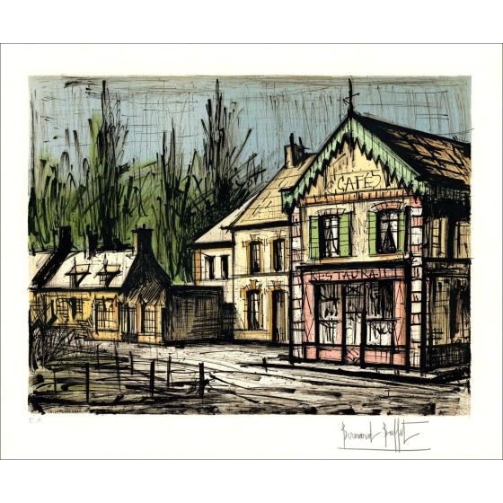 Bernard Buffet: 'Le Chalet Restaurant', Litografía certificada, CIRCA 1977