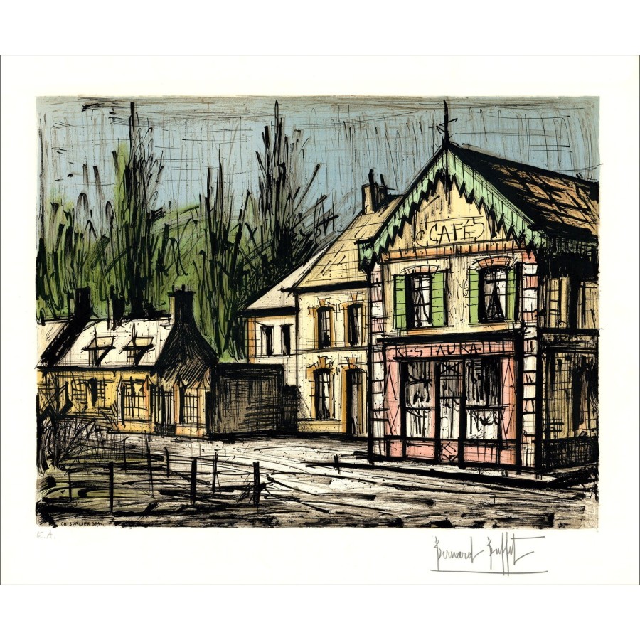 Bernard Buffet: 'Le Chalet Restaurant', gecertificeerde lithografie, circa 1977