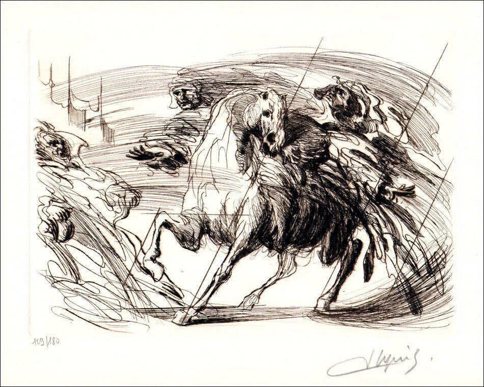 Jean DUPUIS - Litografia originale "Il Rapimento"