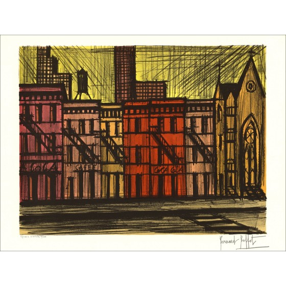 Bernard Buffet 'New York, Lenox Avenue' 1991 - Litografia certificata originale
