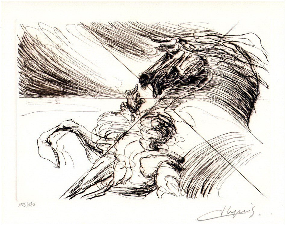 Jean DUPUIS - Original Lithograph "Wild Horse"