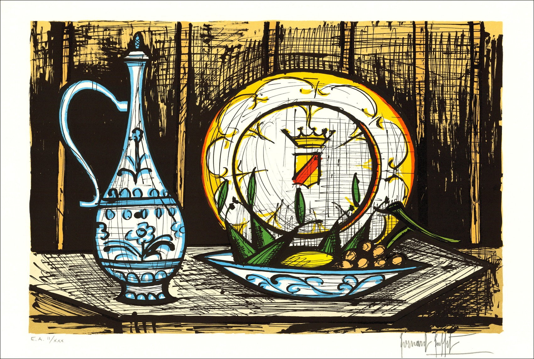 Bernard Buffet 'Les Facece' 1988 - Original-zertifizierte Lithographie