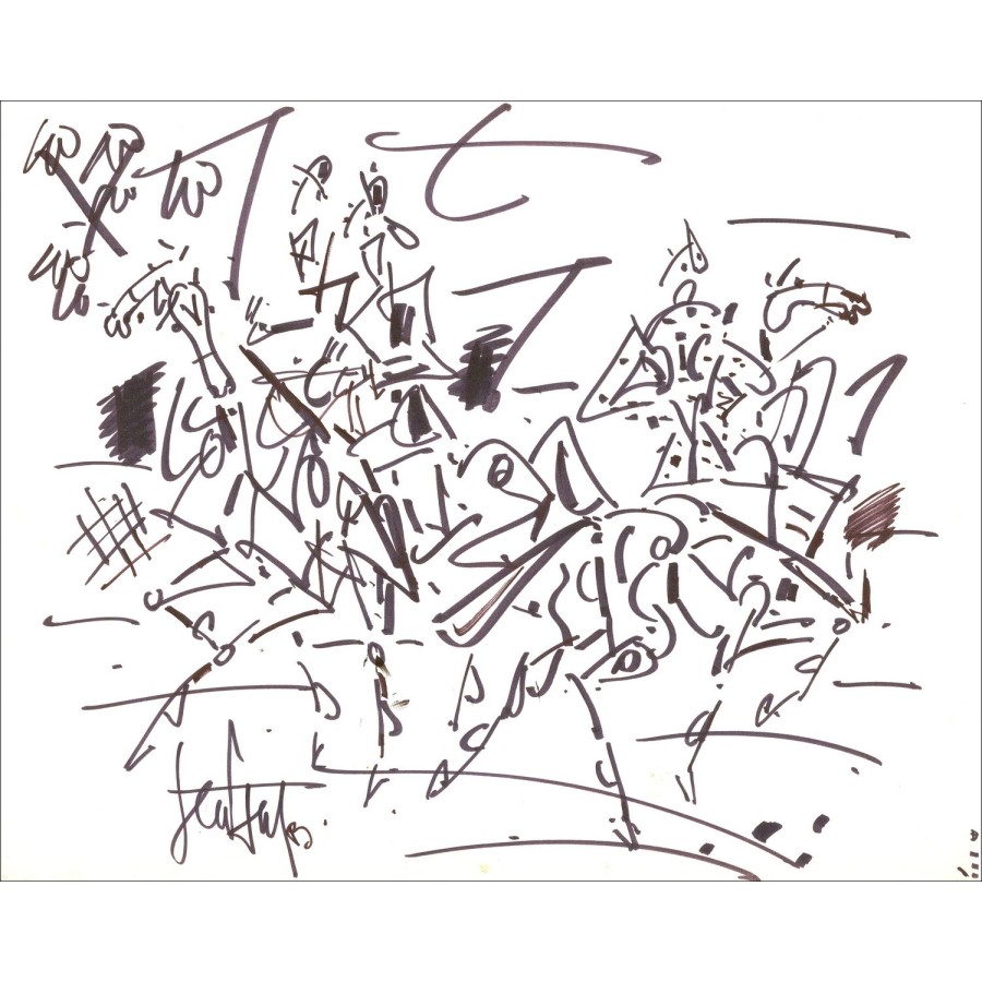 Gen Paolo - Disegno originale in inchiostro "I corridori" 49x61cm
