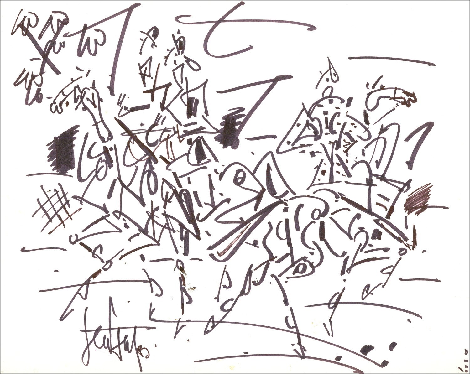 Gen Paul - Originele tekening in inkt "The Riders" 49x61cm