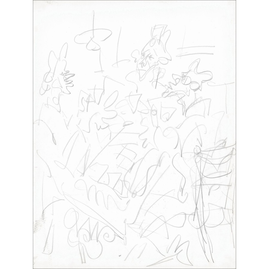 Gen Paul - Original Bleistiftzeichnung "Drei Zeichen" 62x49cm