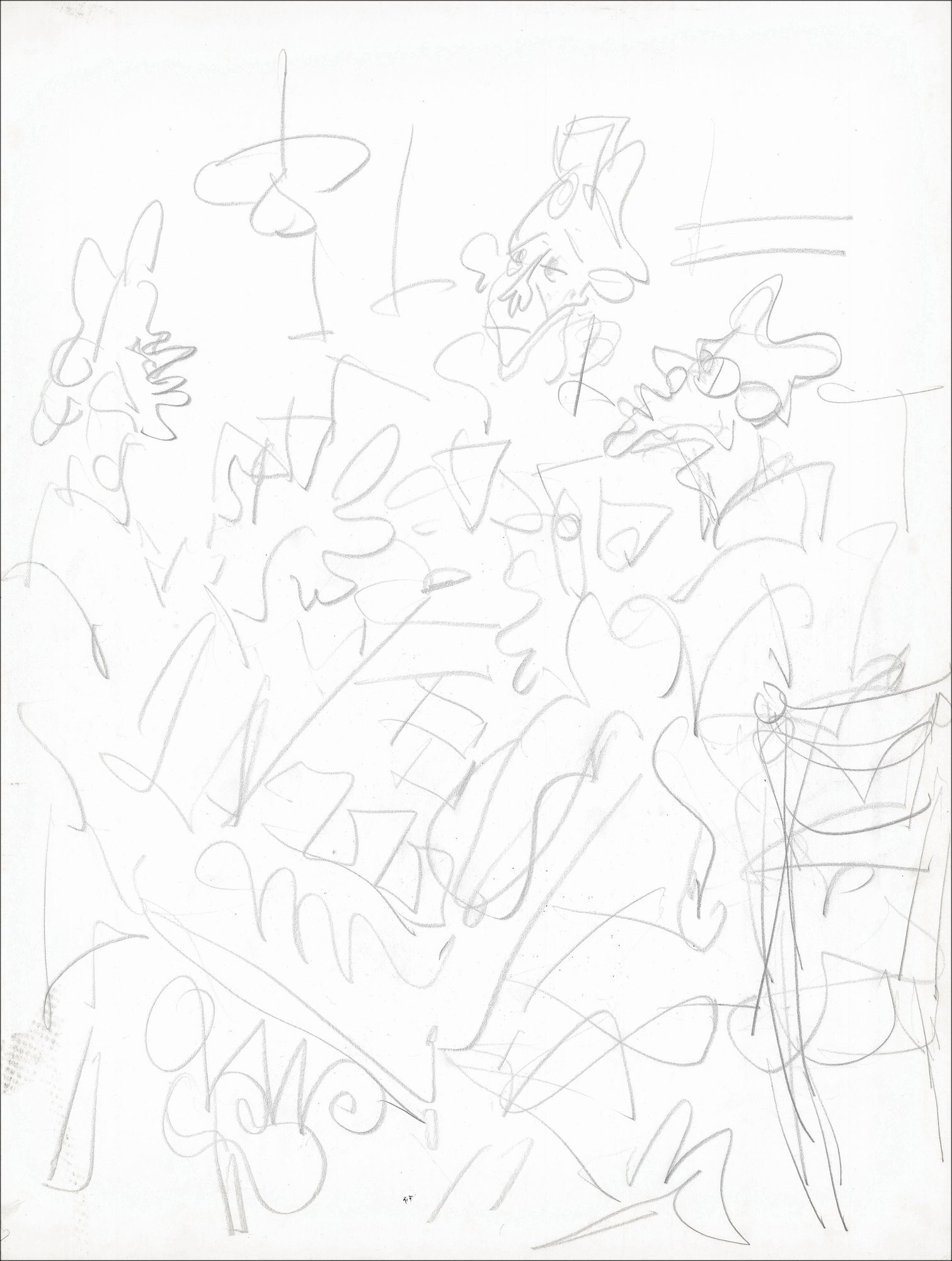 Gen Paolo - Disegno a matita originale "Tre caratteri" 62x49cm