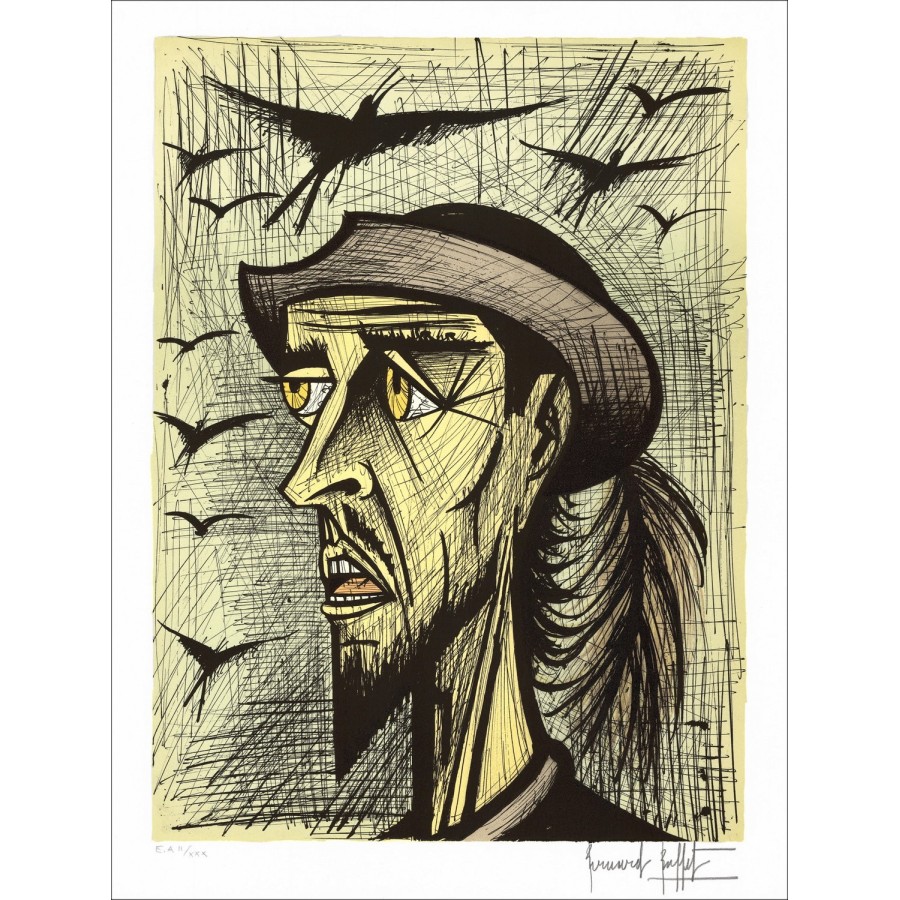 Acheter Lithographie de Bernard BUFFET Don Quichotte et les oiseaux 1989