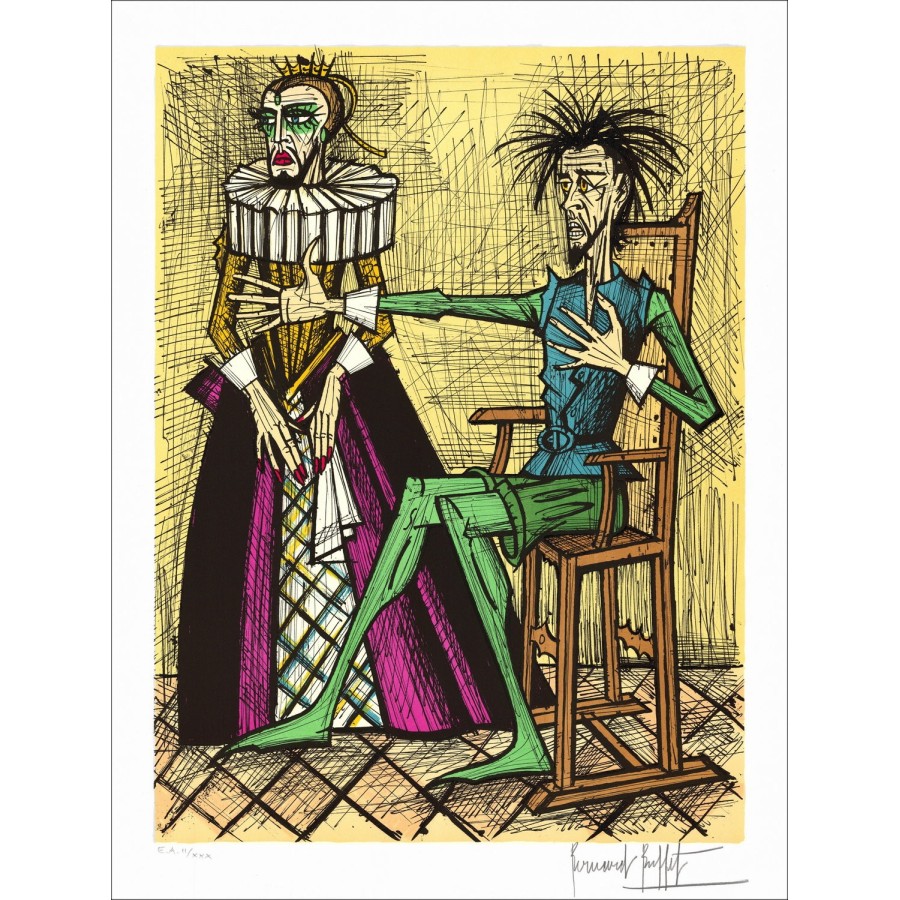 Lithographie kaufen BUFFET Bernard - Don Quijote und Barbue Duègene