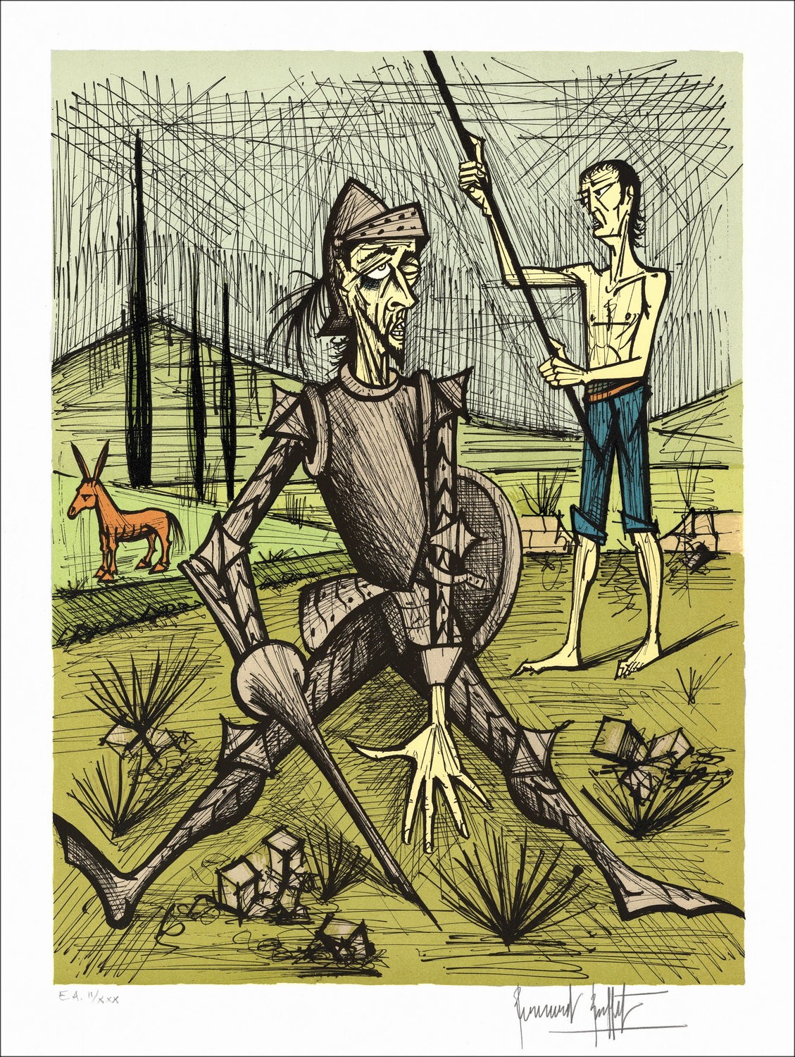 Buy Lithograph Bernard BUFFET, Don Quixote the meeting with the muletiers