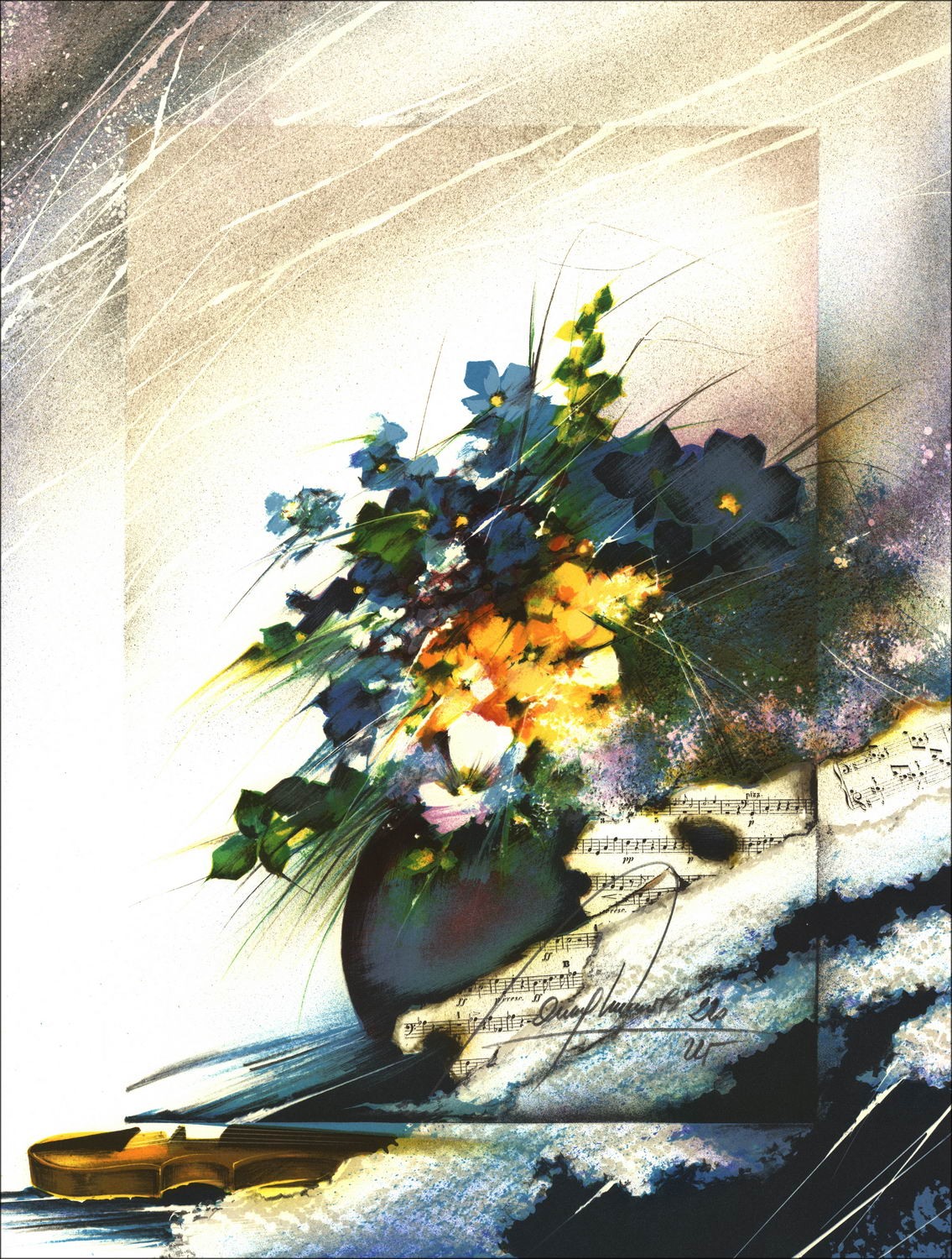 Bouquet de viento Raymond Pollo Compre litografía original 