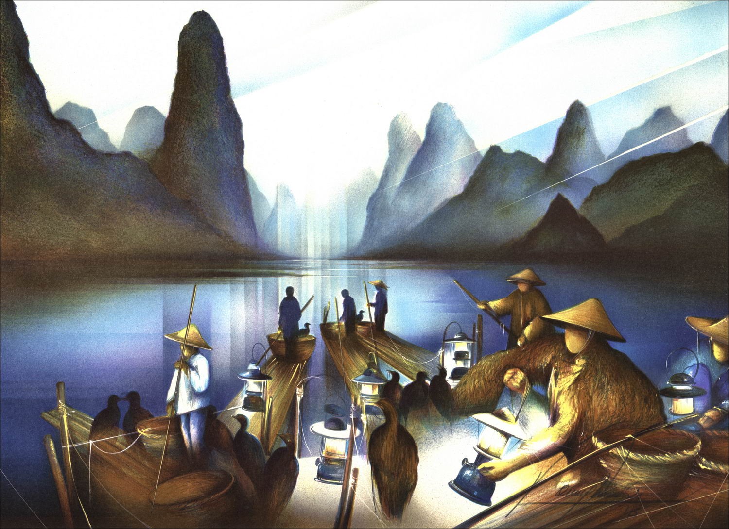 Buy Raymond POULET Fishermen of the Dawn Original Lithograph