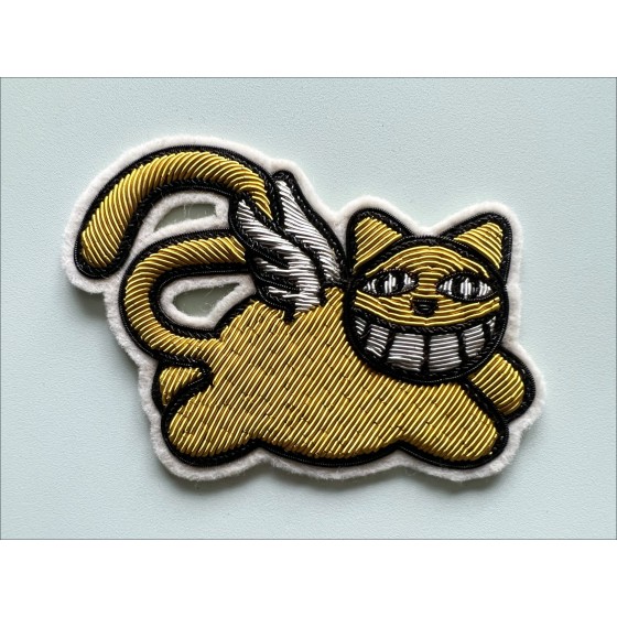 M.CHAT (Thoma Vuille) - Originele hand geborduurde "Flying Cat" 7x10cm - 2023