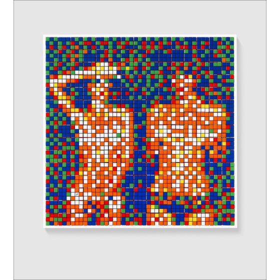 Kunstenaar INVADER | Giclee On Panel 'Rubik Country Life NVDR1-3'