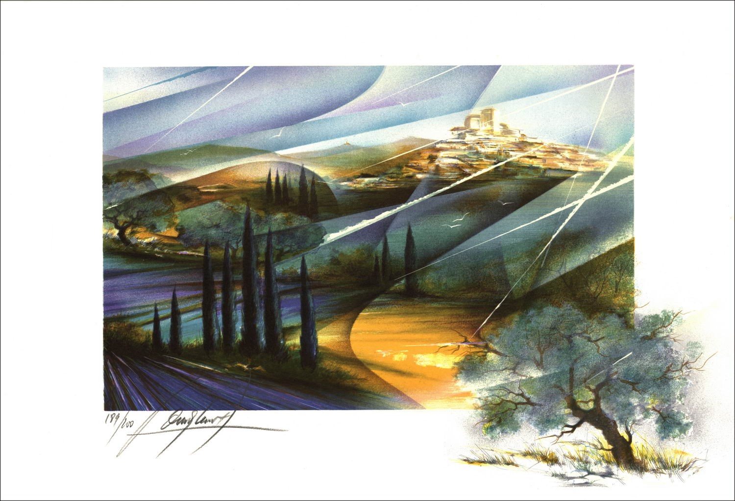 Acquista I Cipressi di Raymond POULET, Litografia Originale