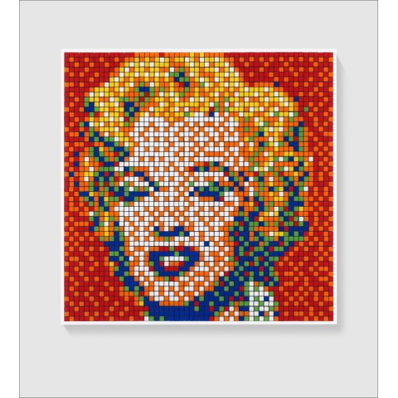 INVADER ~ Gicle 'Rubik Shot Red Marilyn' - 100x100cm