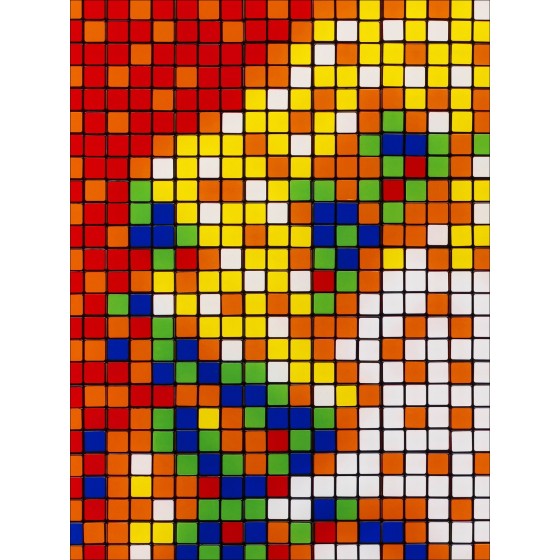 INVADER Rubik Shot Red Marilyn' - 100x100cm