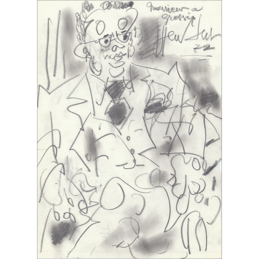 Gen Paul: "Wharf barge" 1972, trabajo firmado, certificado, formato 42x29cm