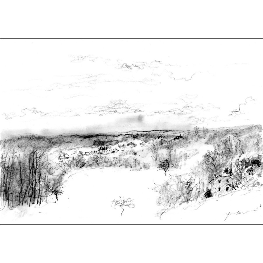Koop La prairie van Bernard GANTNER Originele tekening met handtekening
