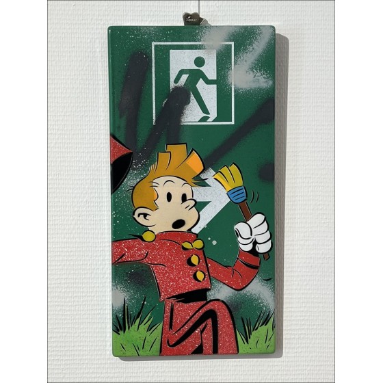 DEZACHE : Pintura certificada de Spirou en placa de metro (2023)