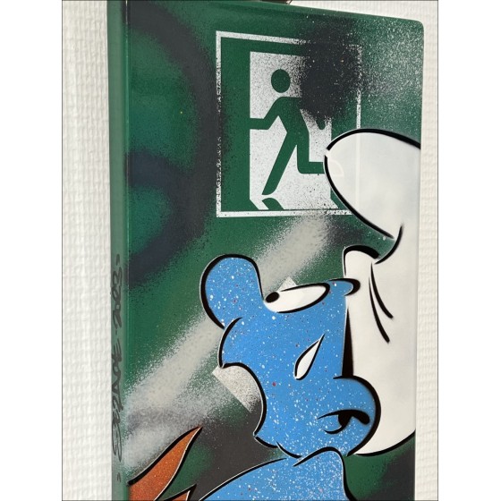DEZACHE - 2023 Smurf : Acrylic on Paris Metro Plate