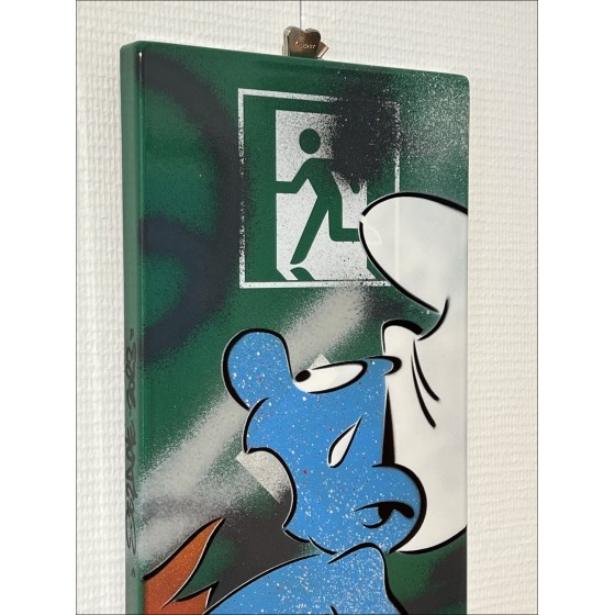 DEZACHE - 2023 Smurf : Acrylic on Paris Metro Plate