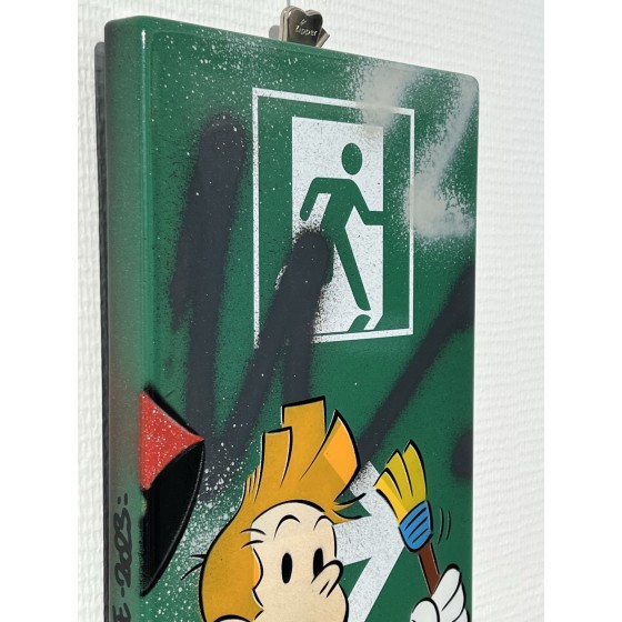 DEZACHE : Pintura certificada de Spirou en placa de metro (2023)