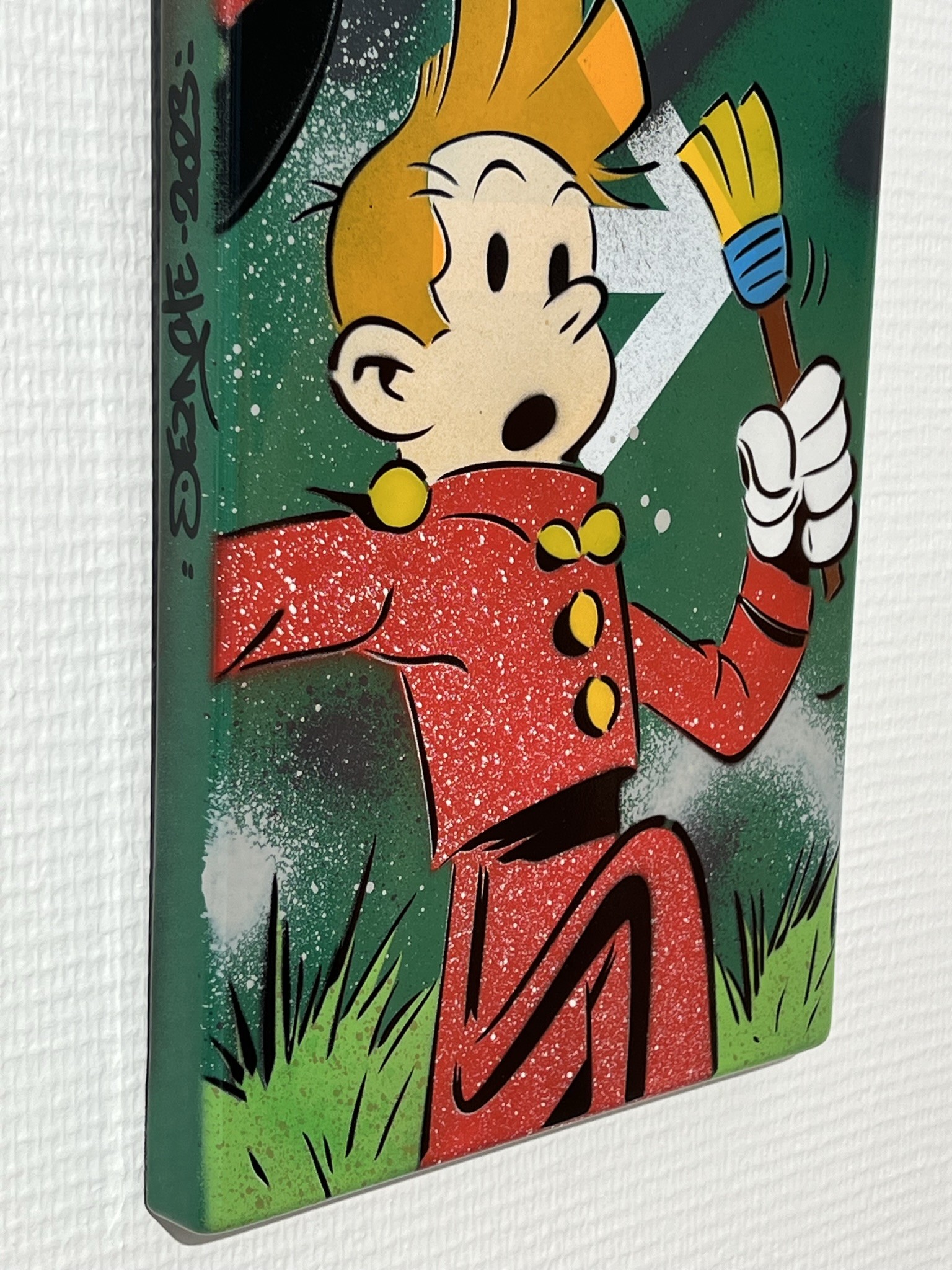 DEZACHE : Pintura certificada de Spirou en placa de metro (2023)